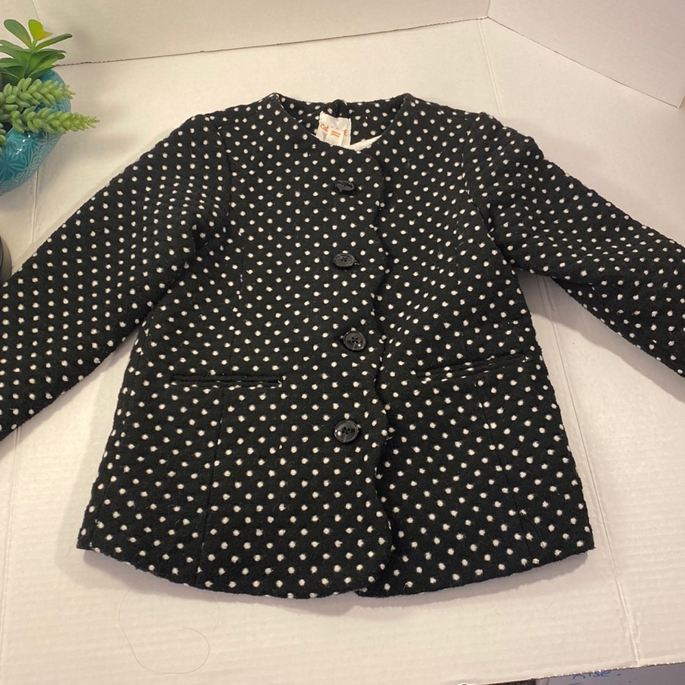 Cat & Jack black white polkadot, toddler coat 5T